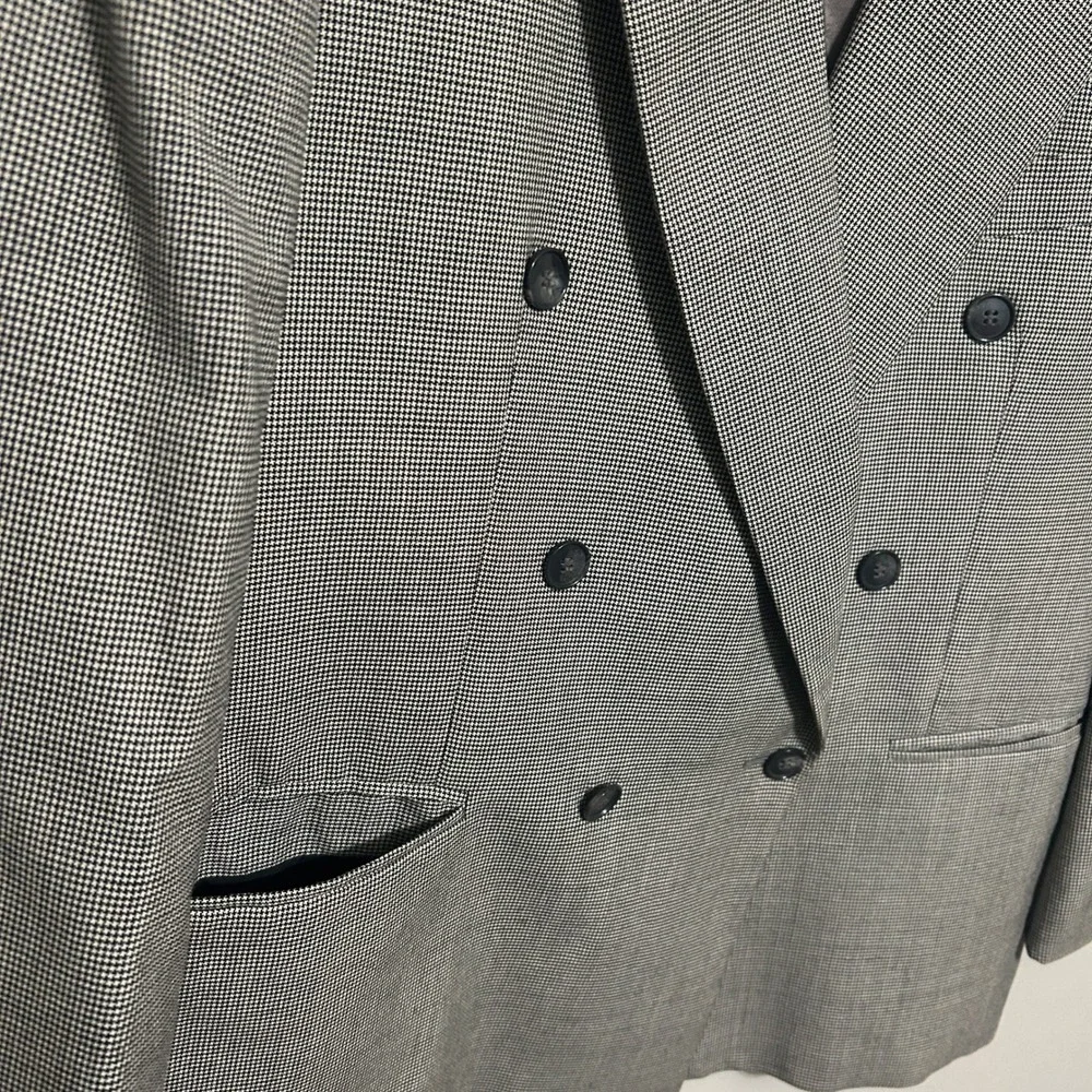 Peerless Man Blazer Mens 42 Short Gray Houndstooth Double Breasted Peak Lapel